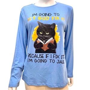 Funny Graphic Long Sleeve Tee Shirt size Medium Let God Fix It
